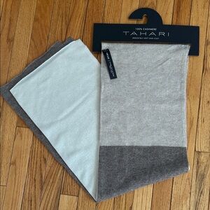 Tahari 100% Cashmere Tri Color Scarf Wrap Colorblock NWT